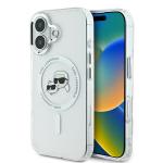Carcasa Karl Lagerfeld IML Metal Karl and Choupette Head cu MagSafe compatibila cu iPhone 16, Alb 4 - lerato.ro