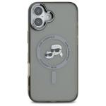 Carcasa Karl Lagerfeld IML Metal Karl and Choupette Head cu MagSafe compatibila cu iPhone 16, Negru 2 - lerato.ro