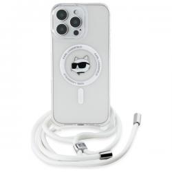 Carcasa Karl Lagerfeld IML Choupette Head and Cord cu MagSafe compatibila cu iPhone 16 Pro, Transparent