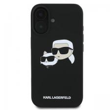 Carcasa Karl Lagerfeld Silicone Nauble Heads Print cu MagSafe compatibila cu iPhone 16 Plus, Negru