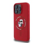 Carcasa Karl Lagerfeld Silicone Karl and Choupette Heads Ring cu MagSafe compatibila cu iPhone 16 Pro Max, Rosu 4 - lerato.ro