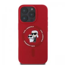 Carcasa Karl Lagerfeld Silicone Karl and Choupette Heads Ring cu MagSafe compatibila cu iPhone 16 Pro Max, Rosu