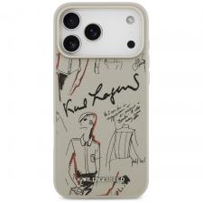 Carcasa Karl Lagerfeld Grained Pattern Logo cu MagSafe compatibila cu iPhone 17 Pro Max, Gri