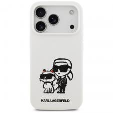 Carcasa Karl Lagerfeld Silicone KC Sketch Logo cu MagSafe compatibila cu iPhone 17 Pro, Alb
