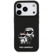 Carcasa Karl Lagerfeld Silicone KC Sketch Logo cu MagSafe compatibila cu iPhone 17 Pro, Negru