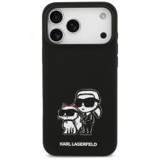 Carcasa Karl Lagerfeld Silicone KC Sketch Logo cu MagSafe compatibila cu iPhone 17 Pro Max, Negru
