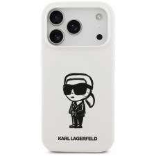 Carcasa Karl Lagerfeld Silicone Karl Sketch Logo cu MagSafe compatibila cu iPhone 17 Pro, Alb