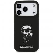 Carcasa Karl Lagerfeld Silicone Karl Sketch Logo cu MagSafe compatibila cu iPhone 17 Pro, Negru