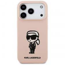 Carcasa Karl Lagerfeld Silicone Karl Sketch Logo cu MagSafe compatibila cu iPhone 17 Pro Max, Roz