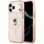Carcasa Karl Lagerfeld IML Choupette Sketch Logo cu MagSafe compatibila cu iPhone 17 Pro Max, Roz 4 - lerato.ro