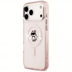 Carcasa Karl Lagerfeld IML Choupette Sketch Logo cu MagSafe compatibila cu iPhone 17 Pro Max, Roz 3 - lerato.ro