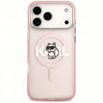 Carcasa Karl Lagerfeld IML Choupette Sketch Logo cu MagSafe compatibila cu iPhone 17 Pro Max, Roz 2 - lerato.ro