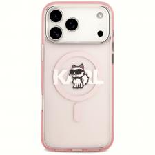 Carcasa Karl Lagerfeld IML Choupette Sketch Logo cu MagSafe compatibila cu iPhone 17 Pro Max, Roz