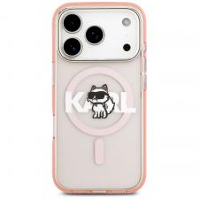 Carcasa Karl Lagerfeld IML Choupette Sketch Logo cu MagSafe compatibila cu iPhone 17 Pro, Roz