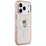 Carcasa Karl Lagerfeld IML Choupette Sketch Logo cu MagSafe compatibila cu iPhone 17 Pro, Roz 5 - lerato.ro