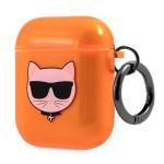 Carcasa Karl Lagerfeld Choupette Head compatibila cu Apple AirPods 1 / 2, Portocaliu 4 - lerato.ro