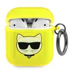 Carcasa Karl Lagerfeld Choupette Head compatibila cu Apple AirPods 1 / 2, Galben 2 - lerato.ro