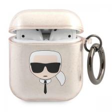 Karl Lagerfeld Style, Carcasa Karl Lagerfeld Karl Head compatibila cu Apple AirPods 1 / 2, Gold, lerato.ro