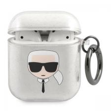 Karl Lagerfeld Style, Carcasa Karl Lagerfeld Karl Head compatibila cu Apple AirPods 1 / 2, Silver, lerato.ro