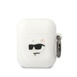 Carcasa Karl Lagerfeld Silicone Choupette Head 3D compatibila cu Apple AirPods 1 / 2, Alb 2 - lerato.ro