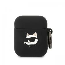 Karl Lagerfeld Style, Carcasa Karl Lagerfeld Silicone Choupette Head 3D compatibila cu Apple AirPods 1 / 2, Negru, lerato.ro