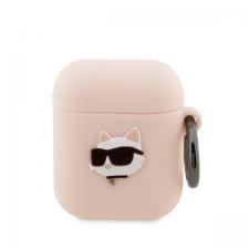 Karl Lagerfeld Style, Carcasa Karl Lagerfeld Silicone Choupette Head 3D compatibila cu Apple AirPods 1 / 2, Roz, lerato.ro