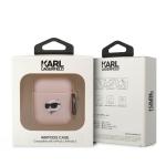 Carcasa Karl Lagerfeld Silicone Choupette Head 3D compatibila cu Apple AirPods 1 / 2, Roz 4 - lerato.ro