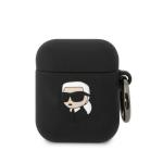 Carcasa Karl Lagerfeld Silicone Karl Head 3D compatibila cu Apple AirPods 1 / 2, Negru 2 - lerato.ro