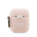 Carcasa Karl Lagerfeld Silicone Karl Head 3D compatibila cu Apple AirPods 1 / 2, Roz 3 - lerato.ro