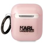 Carcasa Karl Lagerfeld Ikonik Choupette compatibila cu Apple AirPods 1 / 2, Roz 3 - lerato.ro