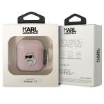 Carcasa Karl Lagerfeld Ikonik Choupette compatibila cu Apple AirPods 1 / 2, Roz 4 - lerato.ro