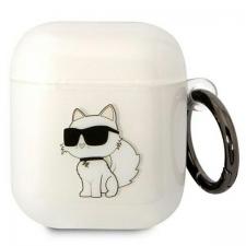 Karl Lagerfeld Style, Carcasa Karl Lagerfeld Ikonik Choupette compatibila cu Apple AirPods 1 / 2, Transparent, lerato.ro