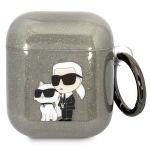 Carcasa Karl Lagerfeld Glitter Karl and Choupette compatibila cu Apple AirPods 1 / 2, Negru 2 - lerato.ro