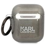 Carcasa Karl Lagerfeld Glitter Karl and Choupette compatibila cu Apple AirPods 1 / 2, Negru 3 - lerato.ro