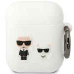 Carcasa Karl Lagerfeld Glitter Karl and Choupette compatibila cu Apple AirPods 1 / 2, Alb 2 - lerato.ro