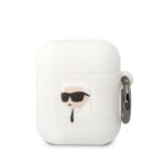 Carcasa Karl Lagerfeld Silicone Karl Head 3D compatibila cu Apple AirPods 1 / 2, Alb 2 - lerato.ro