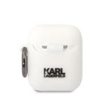 Carcasa Karl Lagerfeld Silicone Karl Head 3D compatibila cu Apple AirPods 1 / 2, Alb 3 - lerato.ro