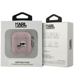 Carcasa Karl Lagerfeld Monogram Karl and Choupette Head compatibila cu Apple AirPods 1 / 2, Roz 4 - lerato.ro