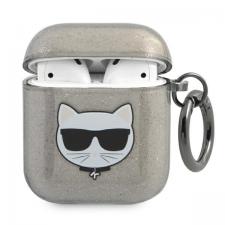 Karl Lagerfeld Style, Carcasa Karl Lagerfeld Glitter Choupette compatibila cu Apple AirPods 1 / 2, Negru, lerato.ro