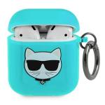 Carcasa Karl Lagerfeld Choupette Head compatibila cu Apple AirPods 1 / 2, Albastru 2 - lerato.ro