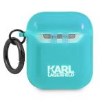 Carcasa Karl Lagerfeld Choupette Head compatibila cu Apple AirPods 1 / 2, Albastru 3 - lerato.ro