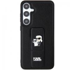 Carcasa Karl Lagerfeld Gripstand Saffiano Karl and Choupette Pins cu MagSafe compatibila cu Samsung Galaxy S24 Plus, Negru