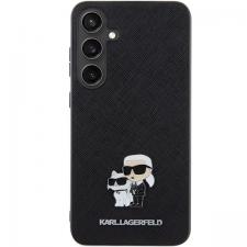 Carcasa Karl Lagerfeld Saffiano Karl and Choupette Pin compatibila cu Samsung Galaxy S24 Plus, Negru