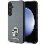 Carcasa Karl Lagerfeld Saffiano Karl and Choupette Metal Pin compatibila cu Samsung Galaxy S24, Gri 4 - lerato.ro