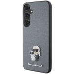 Carcasa Karl Lagerfeld Saffiano Karl and Choupette Metal Pin compatibila cu Samsung Galaxy S24, Gri 3 - lerato.ro