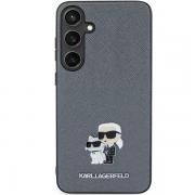 Carcasa Karl Lagerfeld Saffiano Karl and Choupette Metal Pin compatibila cu Samsung Galaxy S24, Gri