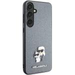 Carcasa Karl Lagerfeld Saffiano Karl and Choupette Metal Pin compatibila cu Samsung Galaxy S24, Gri 5 - lerato.ro