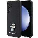 Carcasa Karl Lagerfeld Saffiano Karl and Choupette Metal Pin compatibila cu Samsung Galaxy S24, Negru 4 - lerato.ro