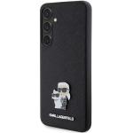 Carcasa Karl Lagerfeld Saffiano Karl and Choupette Metal Pin compatibila cu Samsung Galaxy S24, Negru 3 - lerato.ro