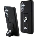 Carcasa Karl Lagerfeld Gripstand Saffiano Karl and Choupette Pins cu MagSafe compatibila cu Samsung Galaxy S24, Negru 4 - lerato.ro